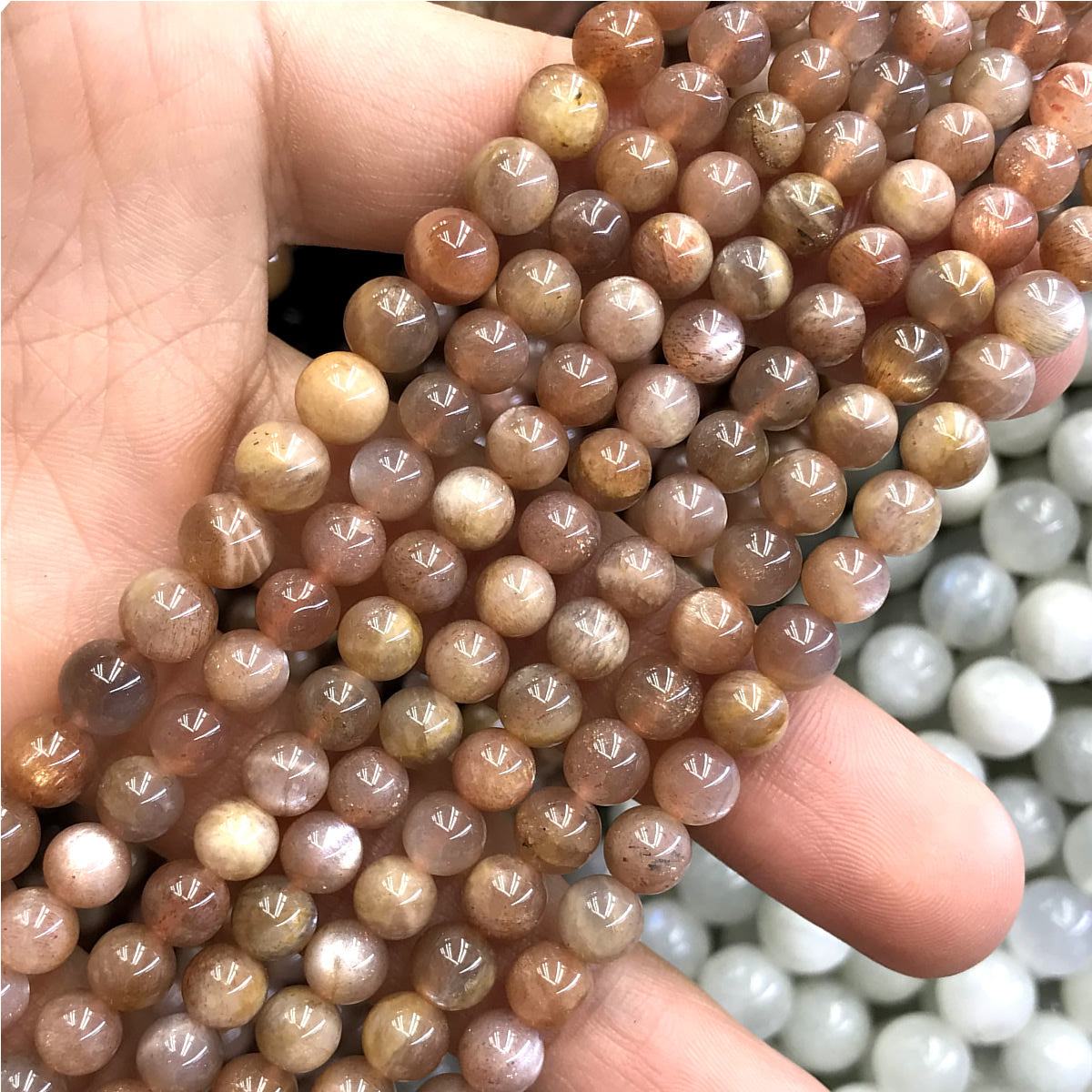 CSS42 Sunstone Gemstone Beads Smooth Round 6mm 15" Strand