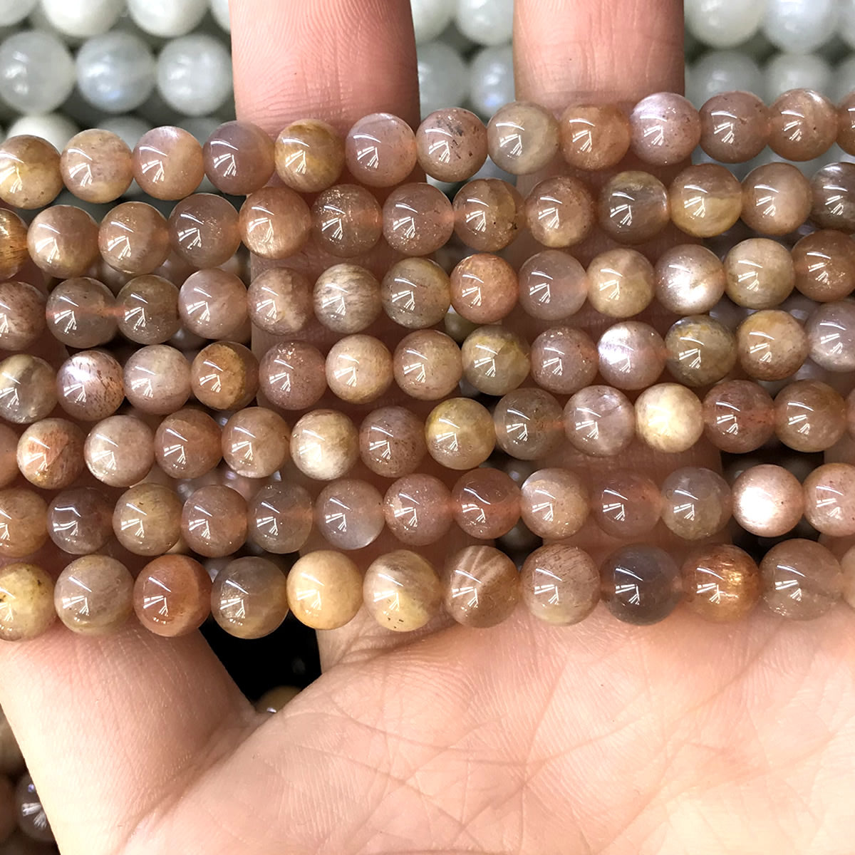 CSS42 Sunstone Gemstone Beads Smooth Round 6mm 15" Strand