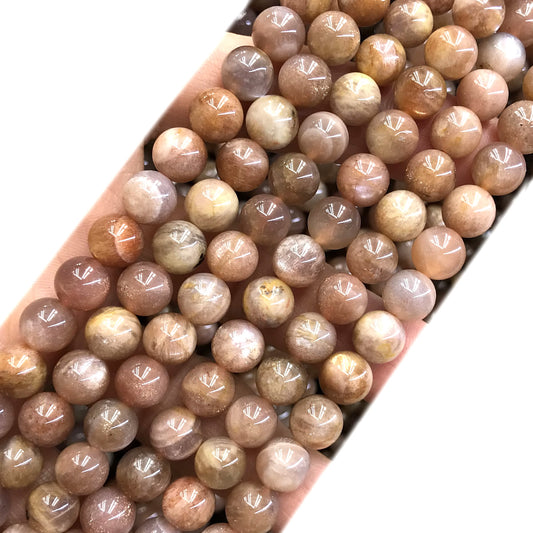 CSS43 Sunstone Gemstone Beads Smooth Round 8mm 15" Strand