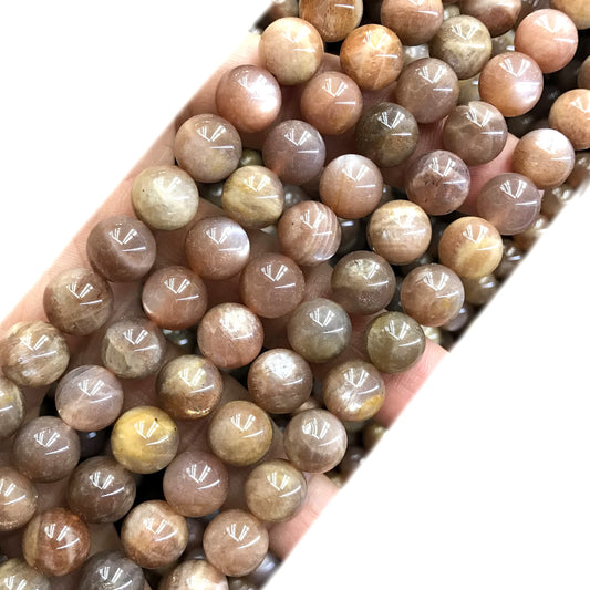 CSS44 Sunstone Gemstone Beads Smooth Round 10mm 15" Strand