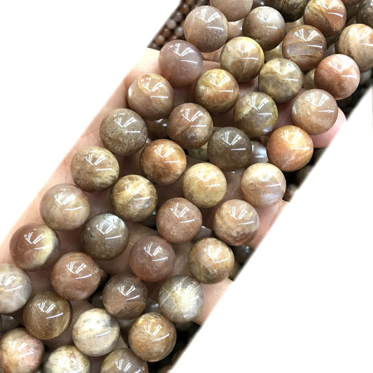 CSS45 Sunstone Gemstone Beads Smooth Round 12mm 15" Strand