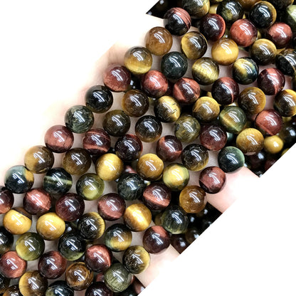 CTE102 Grade A Colorful Tiger Eye Beads Smooth Round 8mm 15" Strand