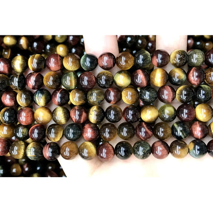 CTE102 Grade A Colorful Tiger Eye Beads Smooth Round 8mm 15" Strand