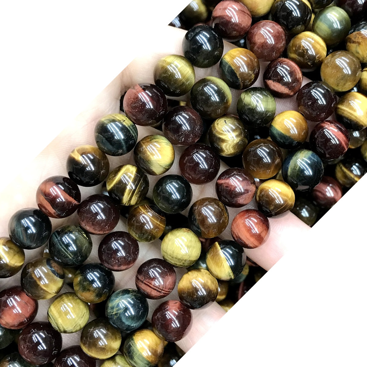 CTE103 Grade A Colorful Tiger Eye Beads Smooth Round 10mm 15" Strand