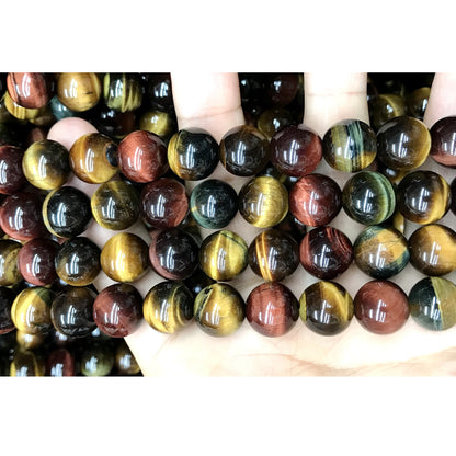 CTE104 Grade A Colorful Tiger Eye Beads Smooth Round 12mm 15" Strand