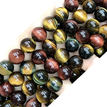 CTE105 Grade A Colorful Tiger Eye Beads Smooth Round 14mm 15" Strand