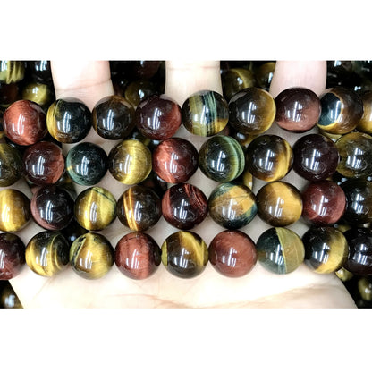 CTE105 Grade A Colorful Tiger Eye Beads Smooth Round 14mm 15" Strand