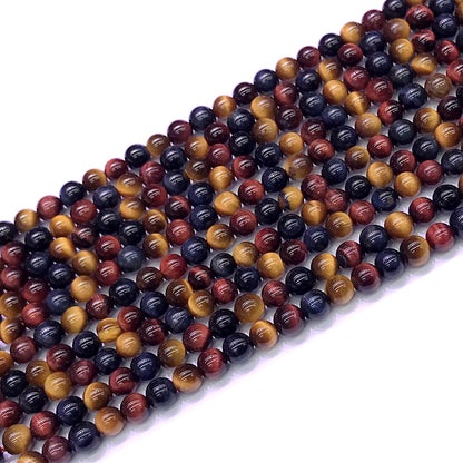 CTE125 Grade AA Colorful Tiger Eye Beads Smooth Round 4mm 15" Strand