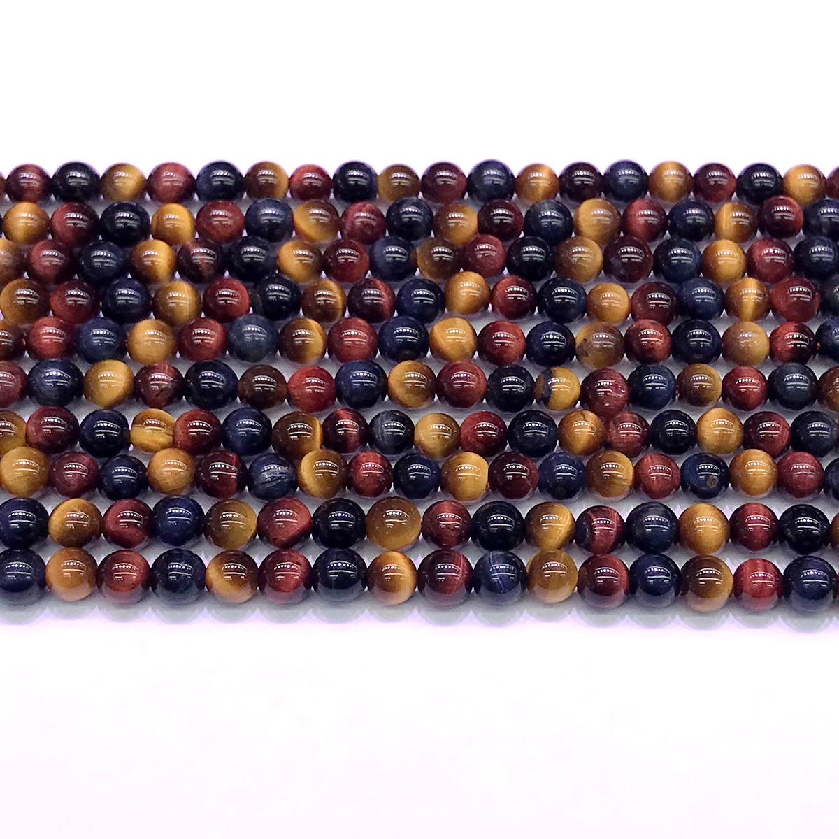 CTE125 Grade AA Colorful Tiger Eye Beads Smooth Round 4mm 15" Strand