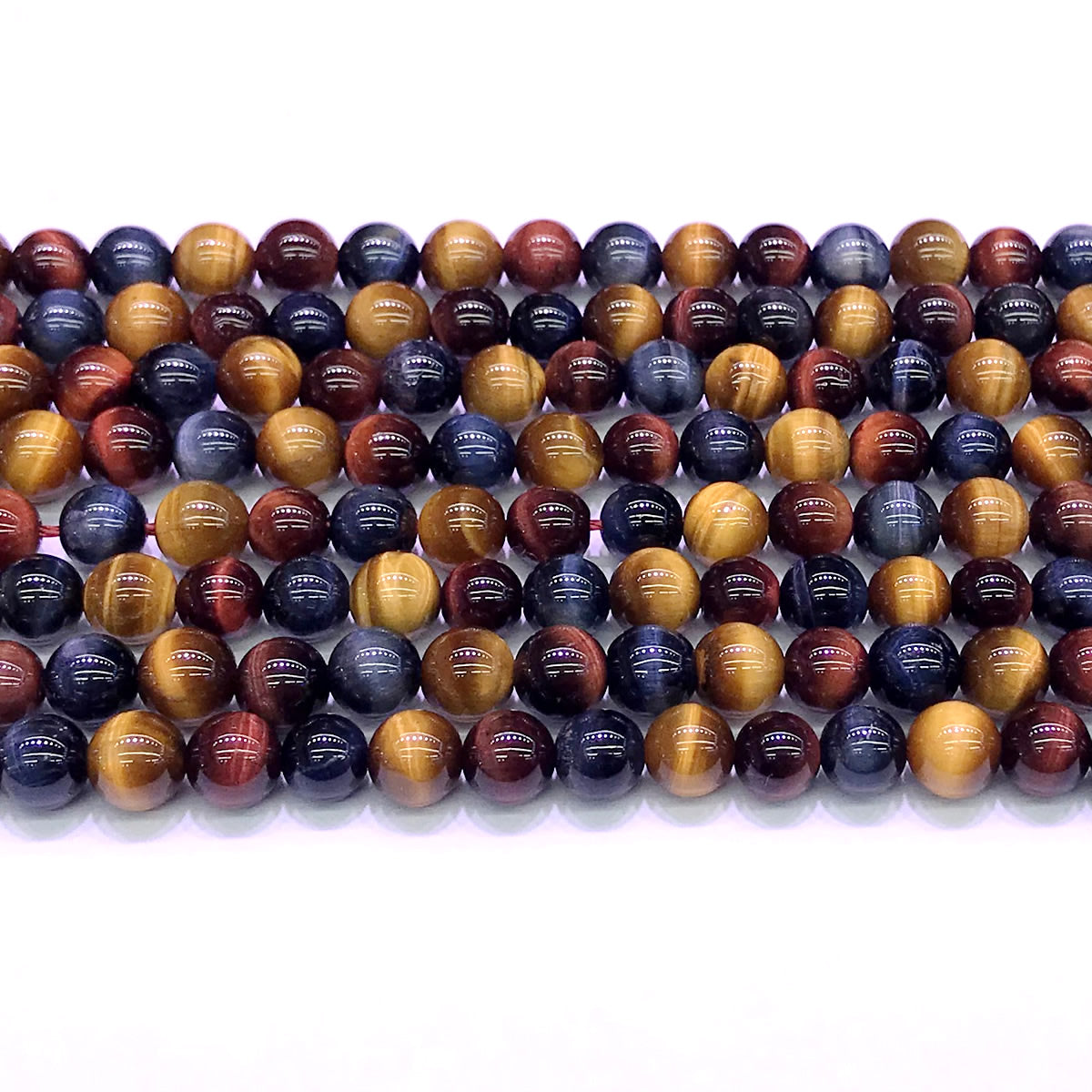 CTE126 Grade AA Colorful Tiger Eye Beads Smooth Round 6mm 15" Strand