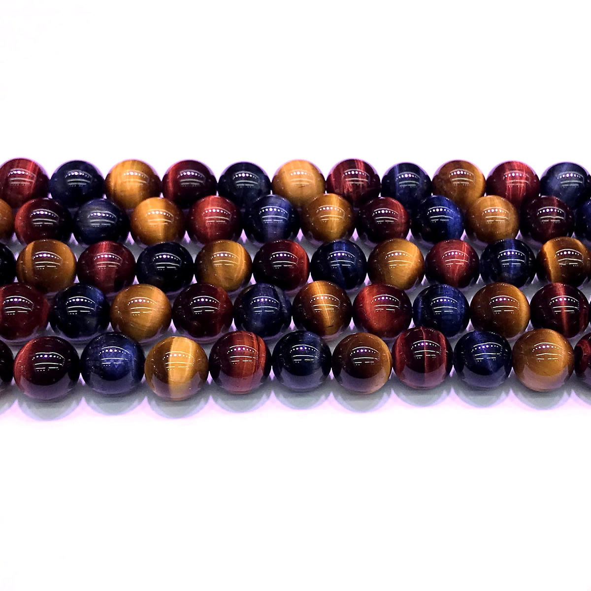 CTE128 Grade AA Colorful Tiger Eye Beads Smooth Round 10mm 15" Strand