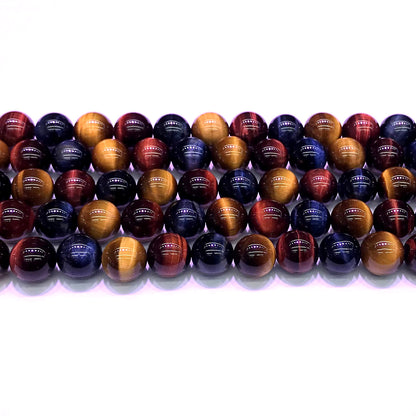 CTE128 Grade AA Colorful Tiger Eye Beads Smooth Round 10mm 15" Strand