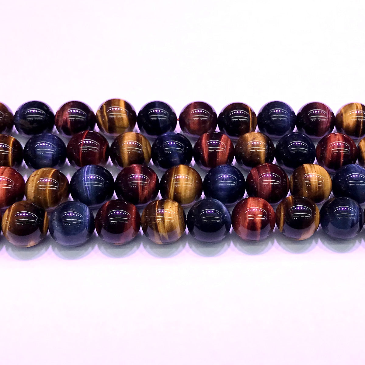 CTE129 Grade AA Colorful Tiger Eye Beads Smooth Round 12mm 15" Strand