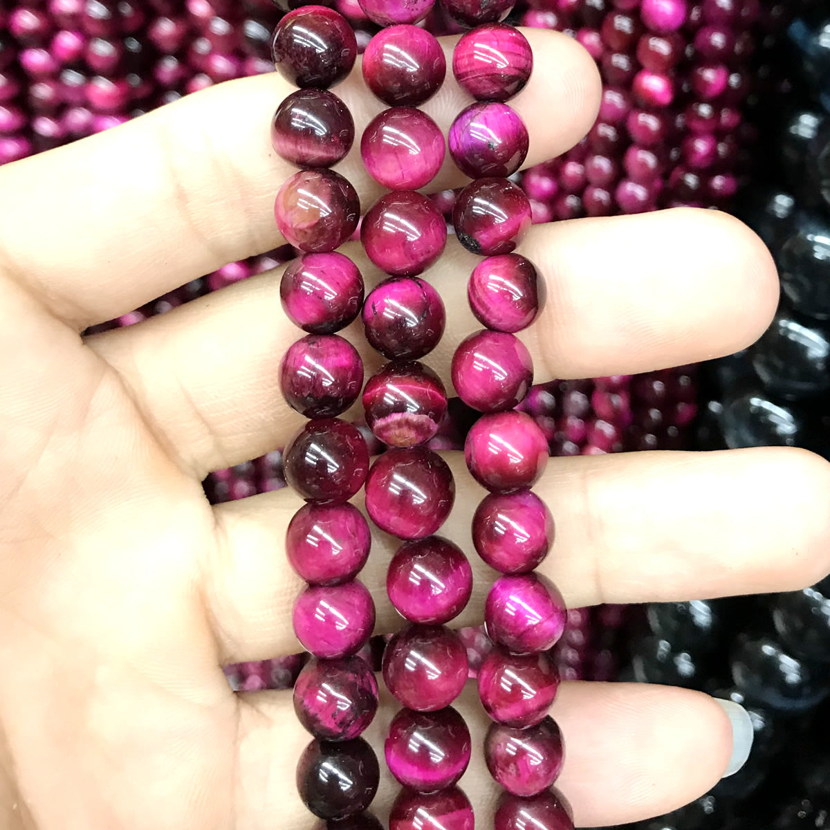 CTE137 Red Tiger Eye Beads Smooth Round 8mm 15" Strand