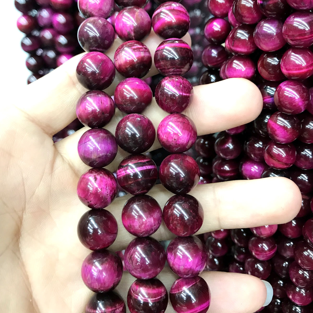 CTE139 Red Tiger Eye Beads Smooth Round 12mm 15" Strand