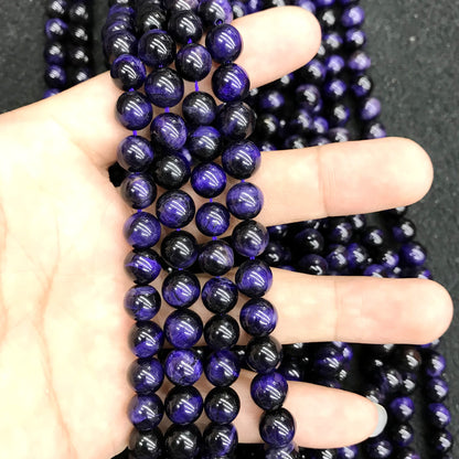 CTE145 Purple Tiger Eye Beads Smooth Round 4mm 15" Strand