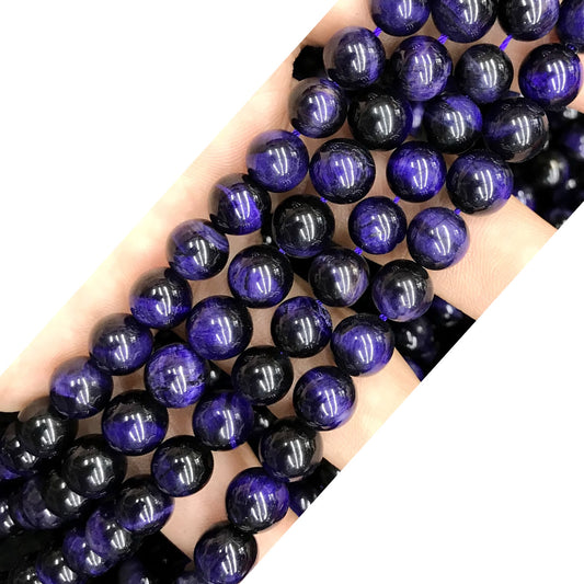 CTE146 Purple Tiger Eye Beads Smooth Round 6mm 15" Strand