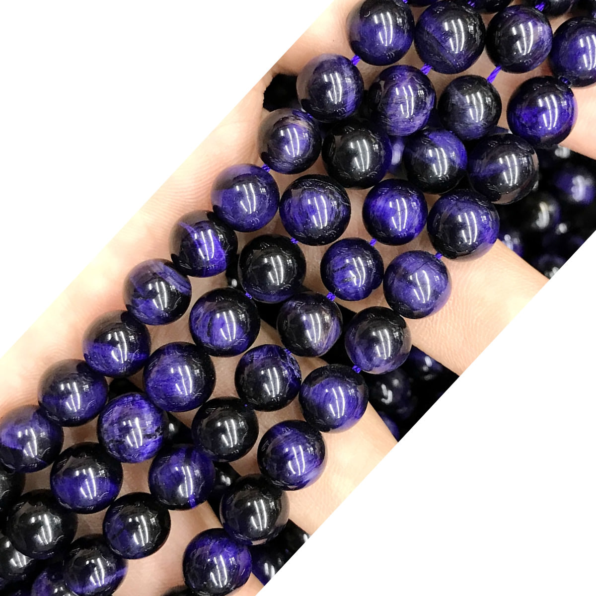 CTE147 Purple Tiger Eye Beads Smooth Round 8mm 15" Strand