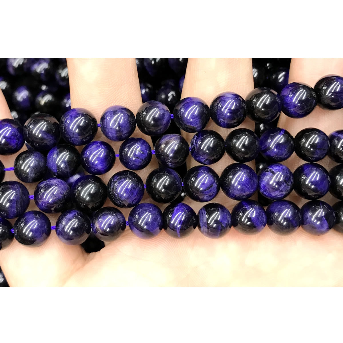 CTE147 Purple Tiger Eye Beads Smooth Round 8mm 15" Strand