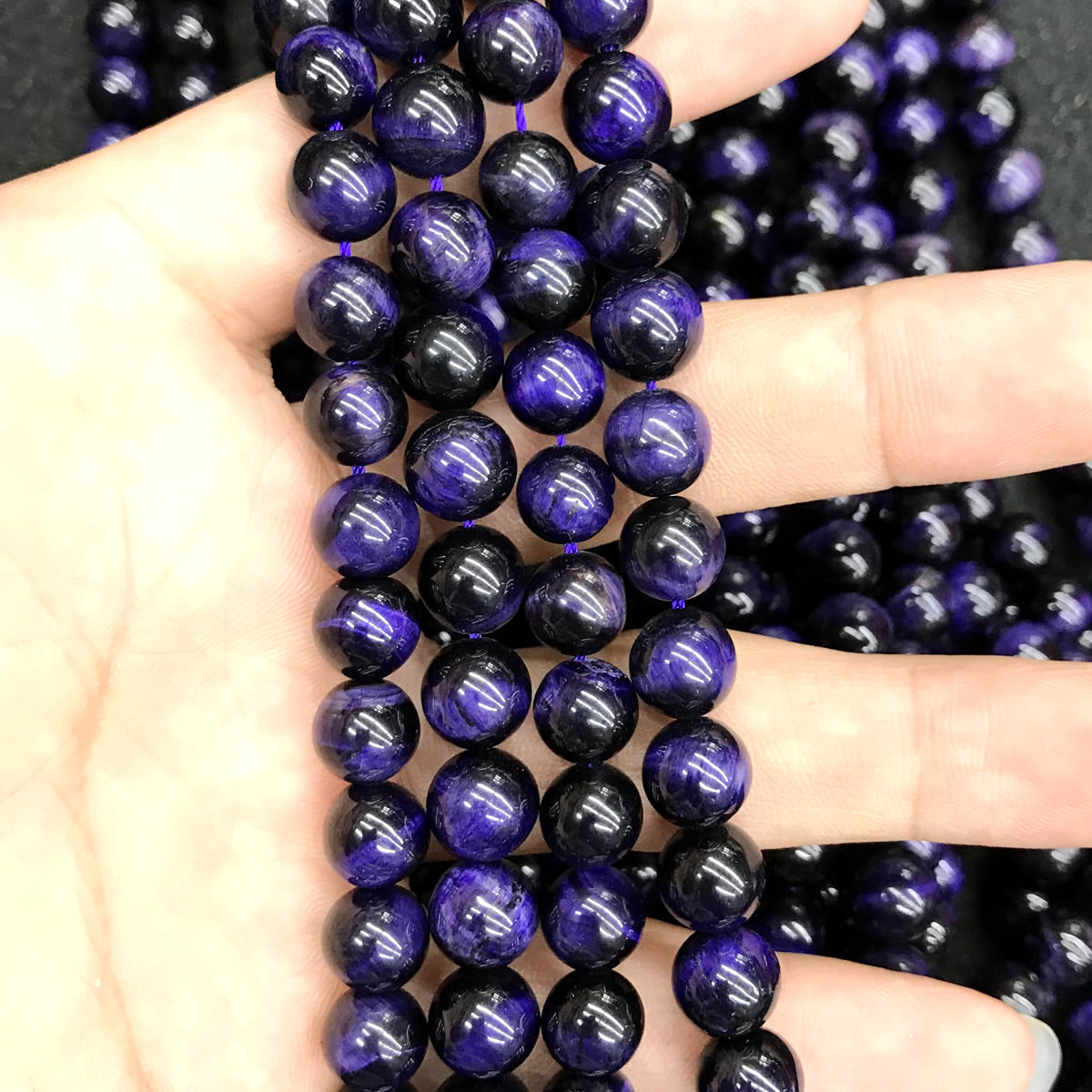 CTE147 Purple Tiger Eye Beads Smooth Round 8mm 15" Strand