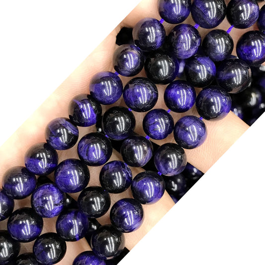 CTE149 Purple Tiger Eye Beads Smooth Round 12mm 15" Strand