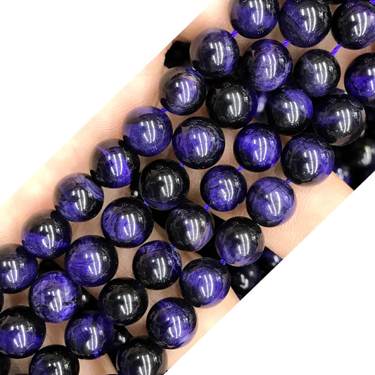 CTE150 Purple Tiger Eye Beads Smooth Round 14mm 15" Strand