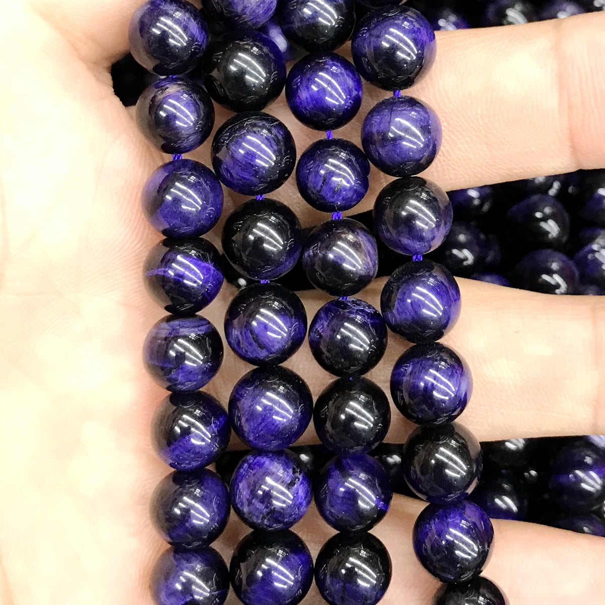 CTE150 Purple Tiger Eye Beads Smooth Round 14mm 15" Strand