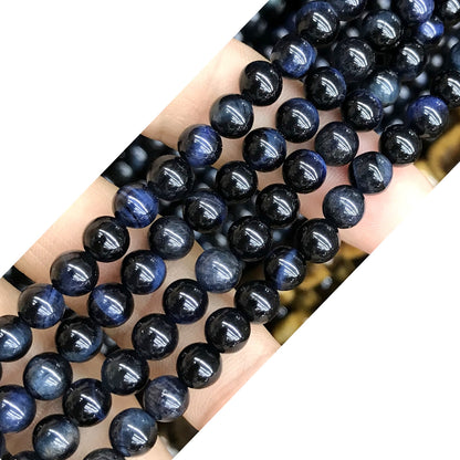 CTE155 Blue Tiger Eye Beads Smooth Round 4mm 15" Strand