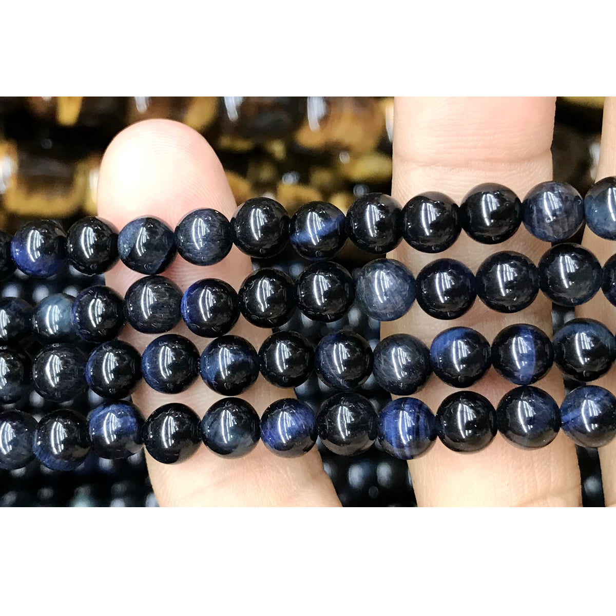 CTE156 Blue Tiger Eye Beads Smooth Round 6mm 15" Strand