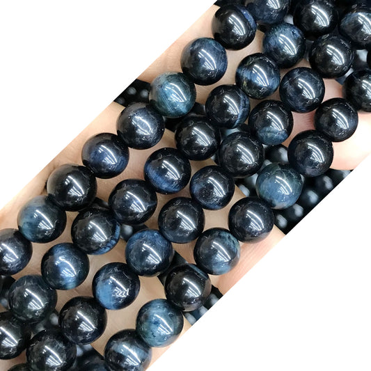 CTE157 Blue Tiger Eye Beads Smooth Round 8mm 15" Strand