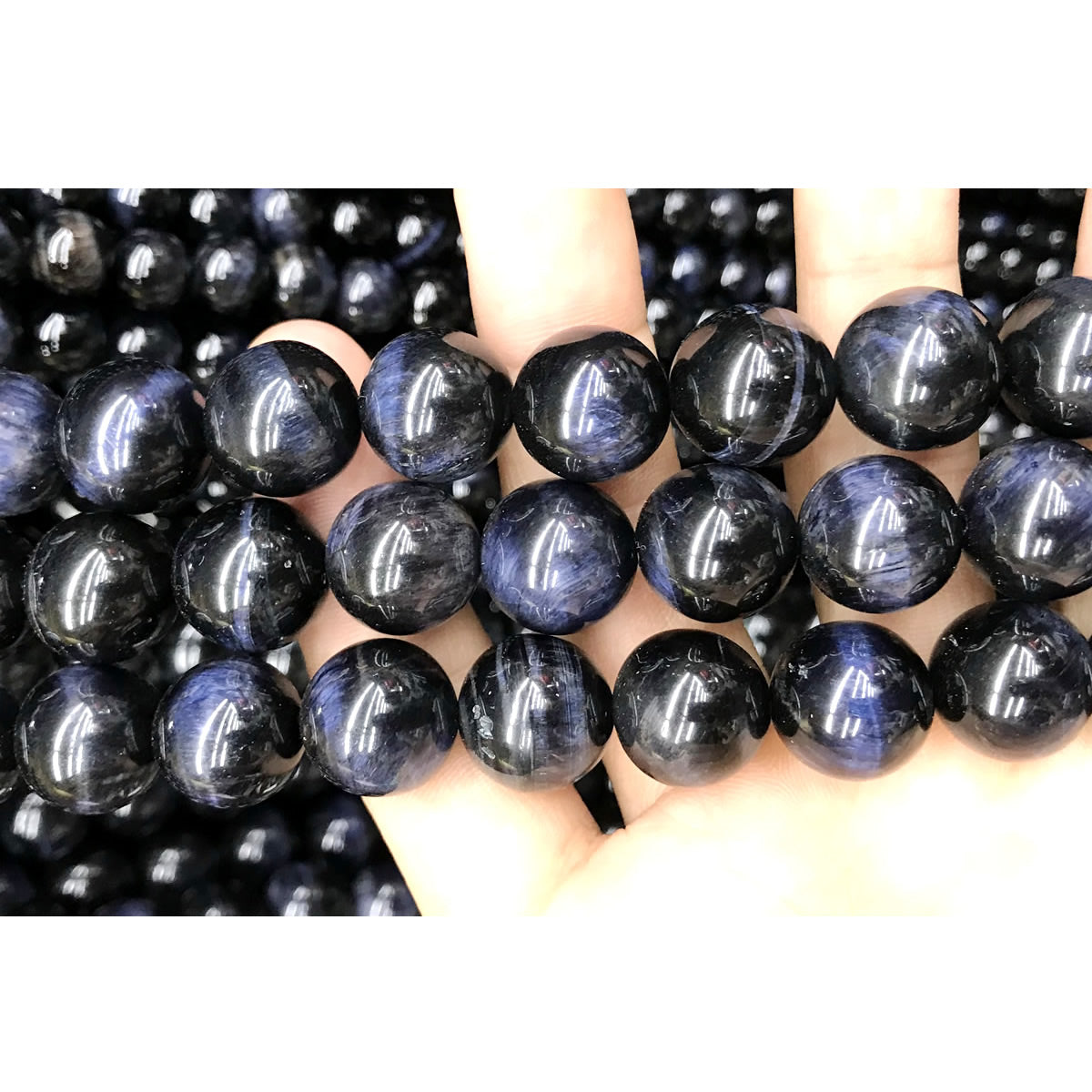 CTE160 Blue Tiger Eye Beads Smooth Round 14mm 15" Strand