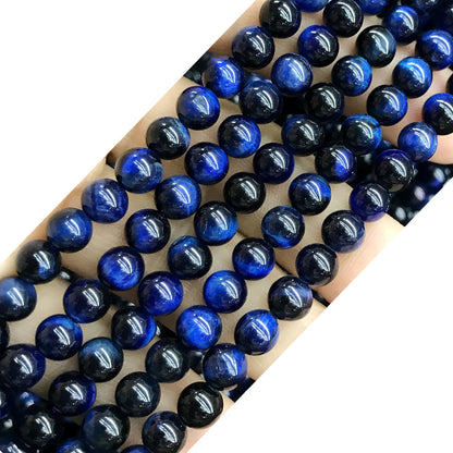 CTE165 Blue Tiger Eye Beads Smooth Round 4mm 15" Strand