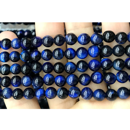 CTE166 Blue Tiger Eye Beads Smooth Round 6mm 15" Strand