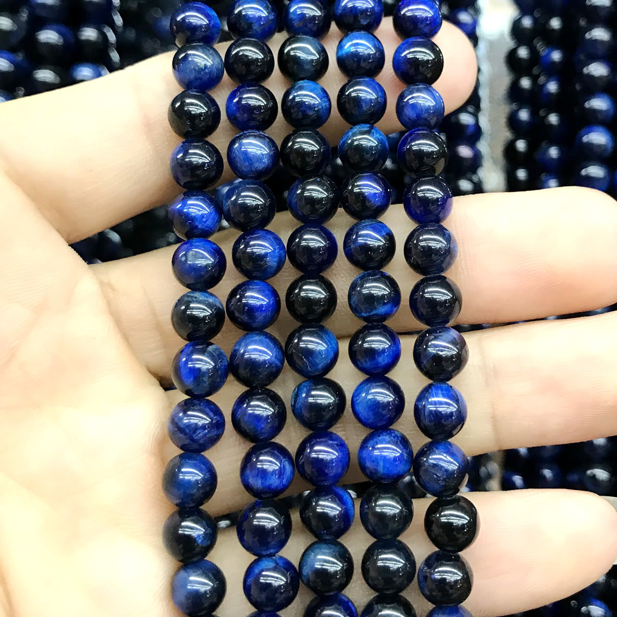 CTE166 Blue Tiger Eye Beads Smooth Round 6mm 15" Strand