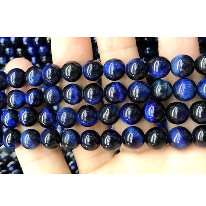 CTE167 Blue Tiger Eye Beads Smooth Round 8mm 15" Strand