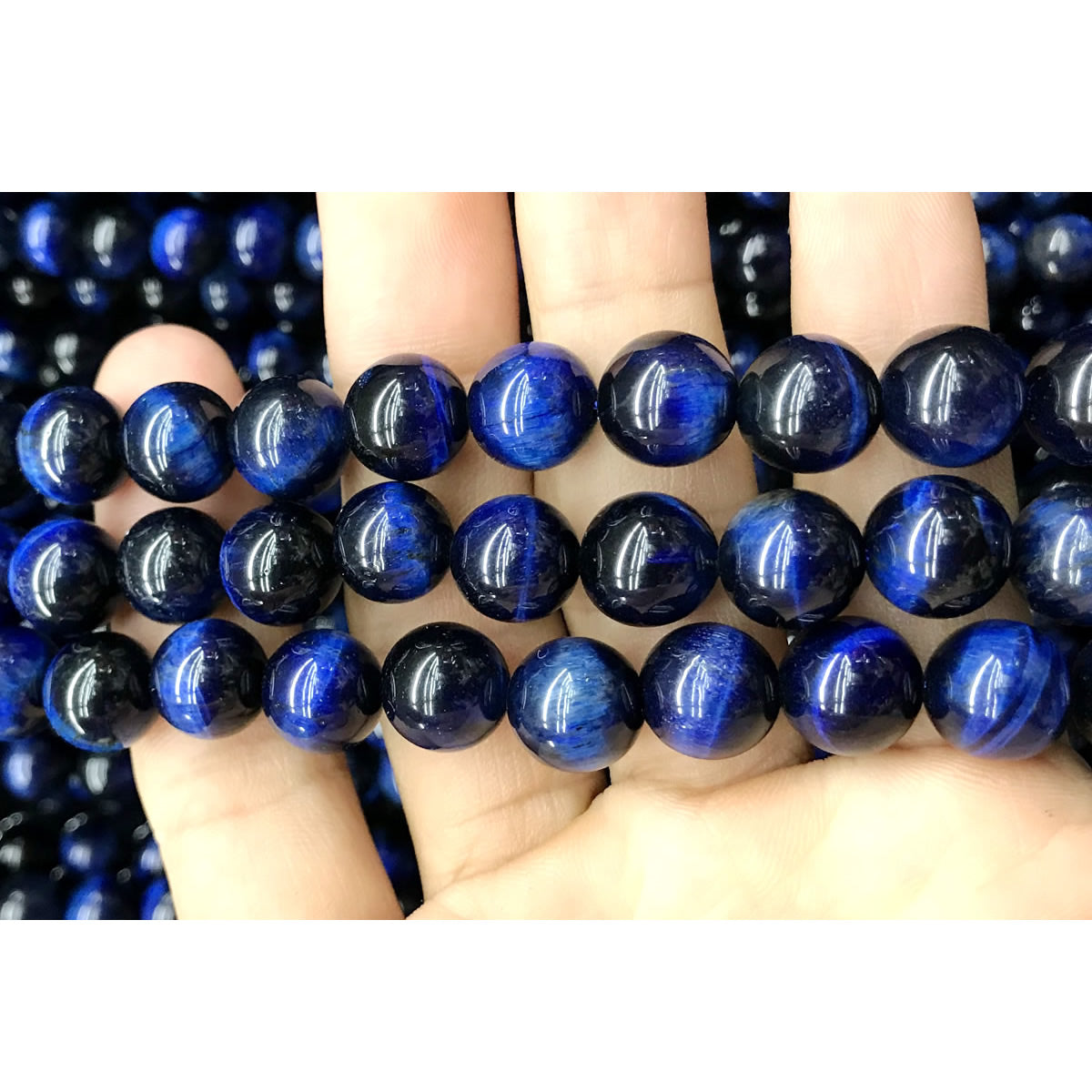 CTE168 Blue Tiger Eye Beads Smooth Round 10mm 15" Strand