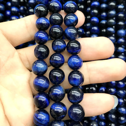 CTE168 Blue Tiger Eye Beads Smooth Round 10mm 15" Strand