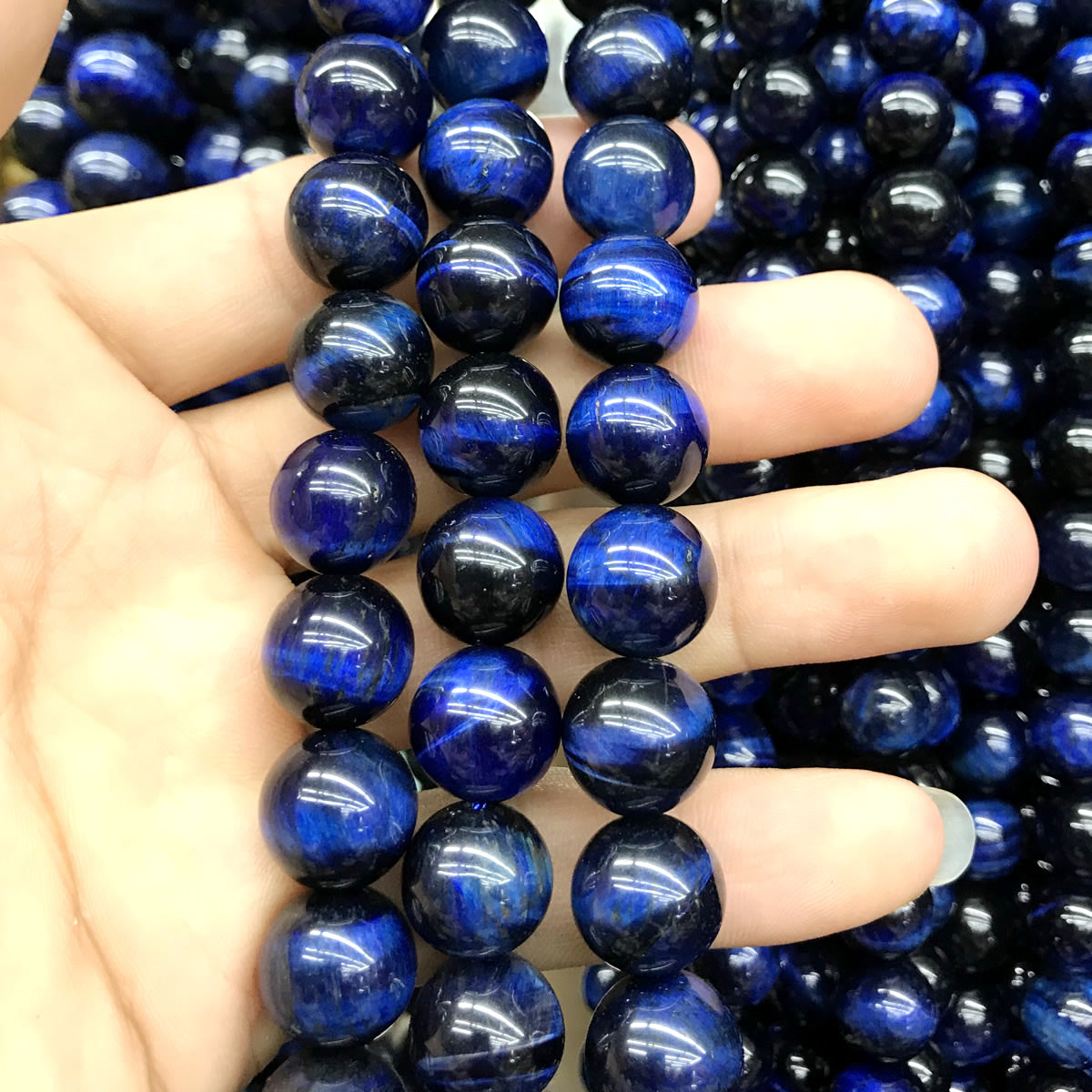 CTE169 Blue Tiger Eye Beads Smooth Round 12mm 15" Strand