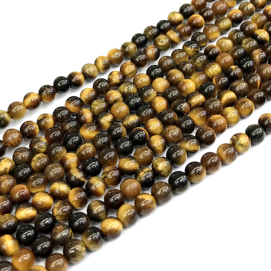 CTE17 Yellow Tiger Eye Beads Smooth Round 4mm 15" Strand