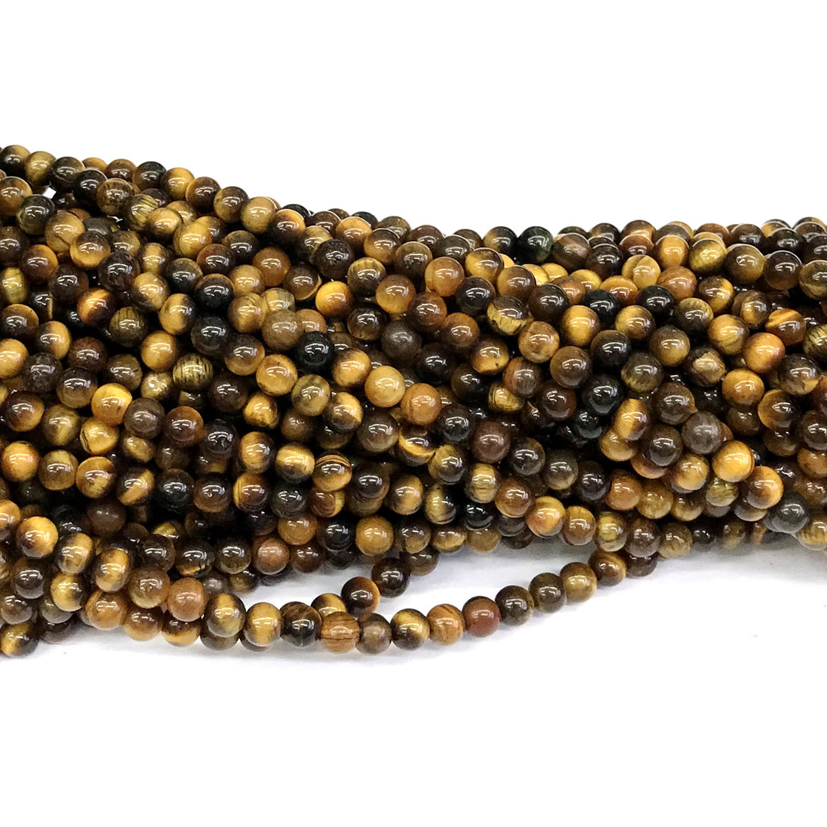 CTE17 Yellow Tiger Eye Beads Smooth Round 4mm 15" Strand