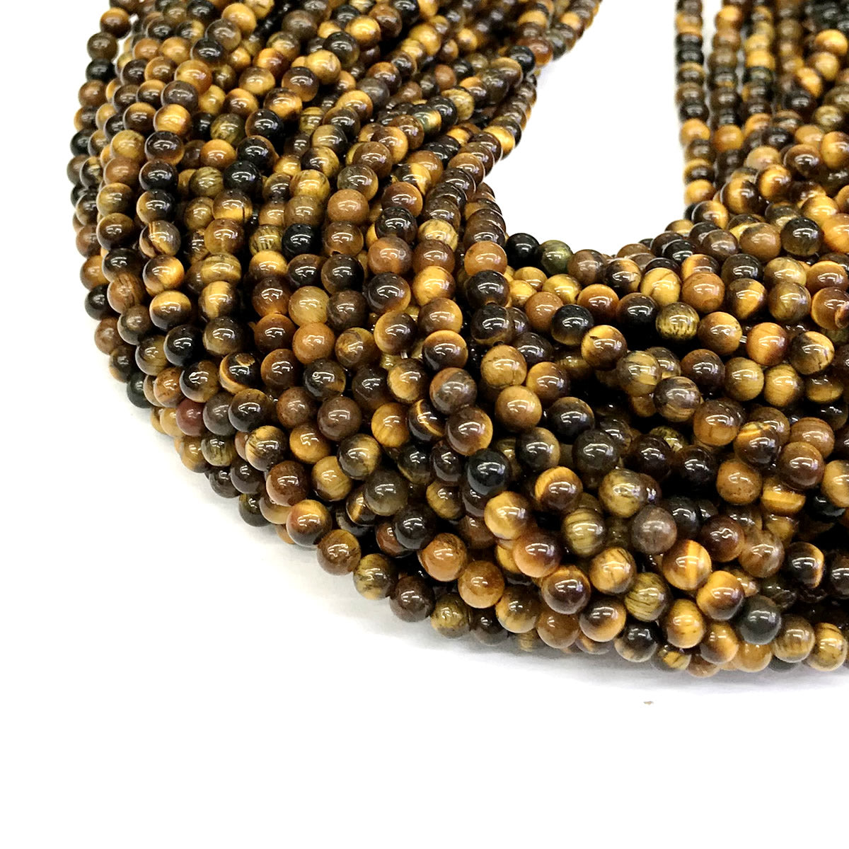 CTE17 Yellow Tiger Eye Beads Smooth Round 4mm 15" Strand