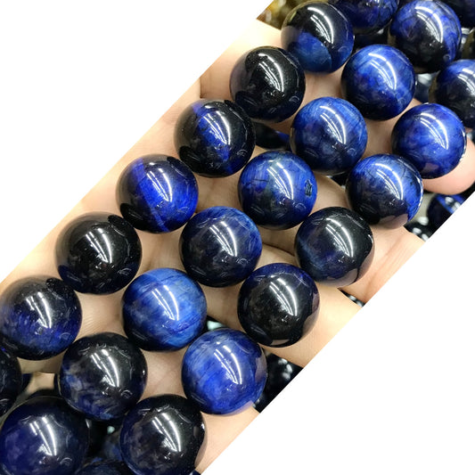 CTE170 Blue Tiger Eye Beads Smooth Round 14mm 15" Strand