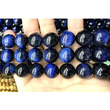 CTE170 Blue Tiger Eye Beads Smooth Round 14mm 15" Strand