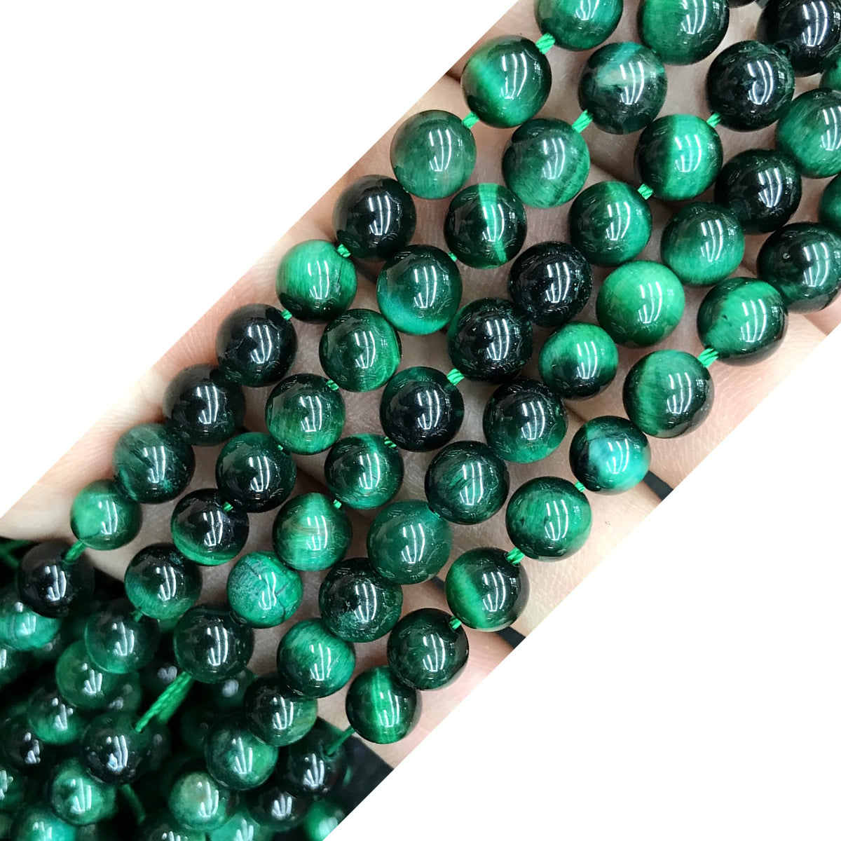 CTE175 Green Tiger Eye Beads Smooth Round 4mm 15" Strand