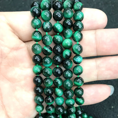 CTE175 Green Tiger Eye Beads Smooth Round 4mm 15" Strand