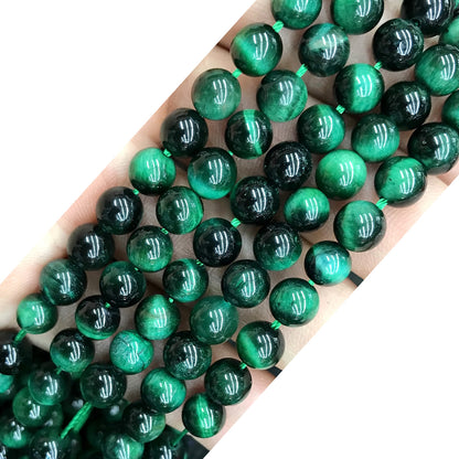 CTE176 Green Tiger Eye Beads Smooth Round 6mm 15" Strand