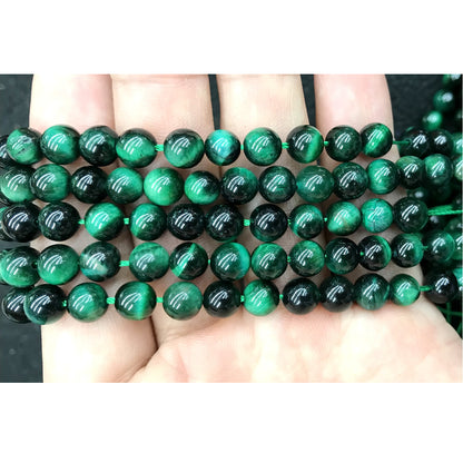 CTE176 Green Tiger Eye Beads Smooth Round 6mm 15" Strand