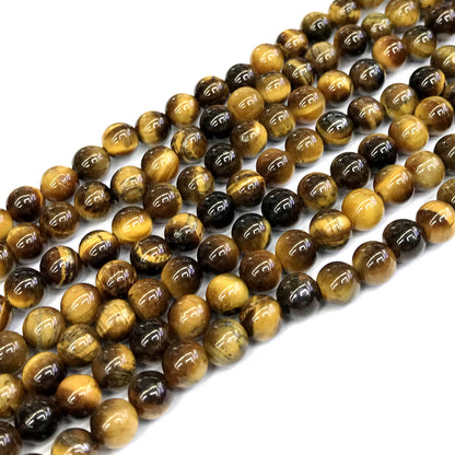 CTE18 Yellow Tiger Eye Beads Smooth Round 6mm 15" Strand