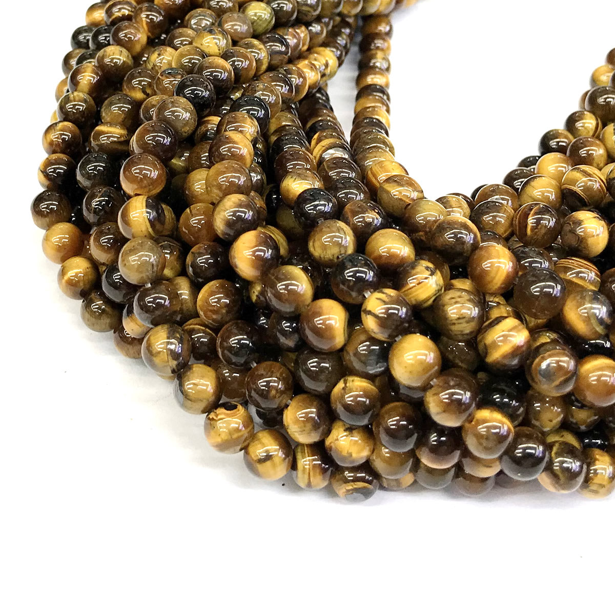 CTE18 Yellow Tiger Eye Beads Smooth Round 6mm 15" Strand