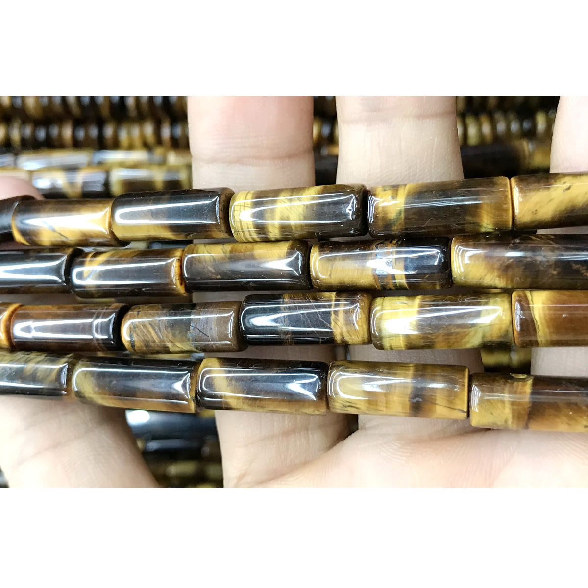 CTE186 Yellow Tiger Eye Beads Tube 6*16mm 15" Strand